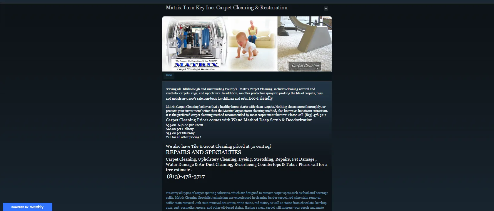 The previous Matrix Turn Key site — a narrow fixed-width Weebly layout with a stock photo collage and dense blocks of small text
